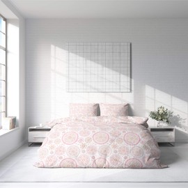 Kotton Culture Egyptian Cotton Mandala Pattern Duvet Cover Queen/Full Size, 600 Thread Count Hippie Printed Duvet Cover Set with Zipper Closure & Corner Ties, Plush Bohemian Geometric Bedding