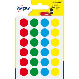 Avery 144 Lozenges – ø15 mm A6 Board – Assorted Colours (psa15mx)