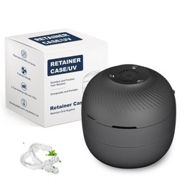 Retainer Case Denture Case, 4 in 1 Retainer Cleaning and Store Case with Light & Fan Functions, Denture Bath Case Complete Clean and Store for Aligner Night Guard Mouth Guard Denture