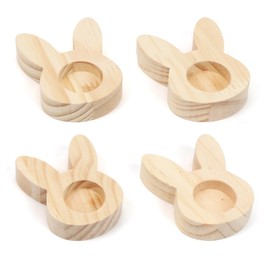 TaleMoon Set of 4 Easter Egg Cups, Wooden Egg Cups, Easter Decoration, Crafts and Gifts, Rabbit Wooden Egg Cup for Breakfast and Brunch (Rabbit)