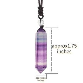Anjiucc Natural Gemstone Fluorite Pendant Necklace with Adjustable Rope 30 inches, Male and Female Necklace(Fluorite 3)