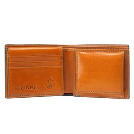GORBE Wallet Men's Italian Leather Bi-Fold Wallet (dark navy)