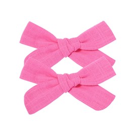 3.2 Inch Linen Baby Girl Hair Clips, Hair Bows for Toddler Kids, Alligator Clip Hair Accessories for Babies, Hot Pink