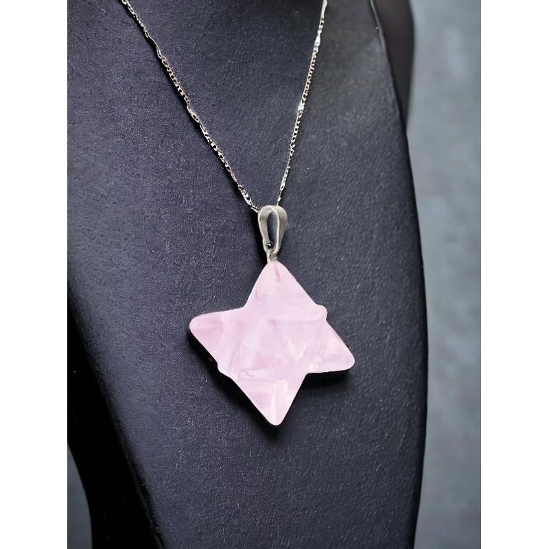 Merkaba Necklace Pendant Rose Quartz