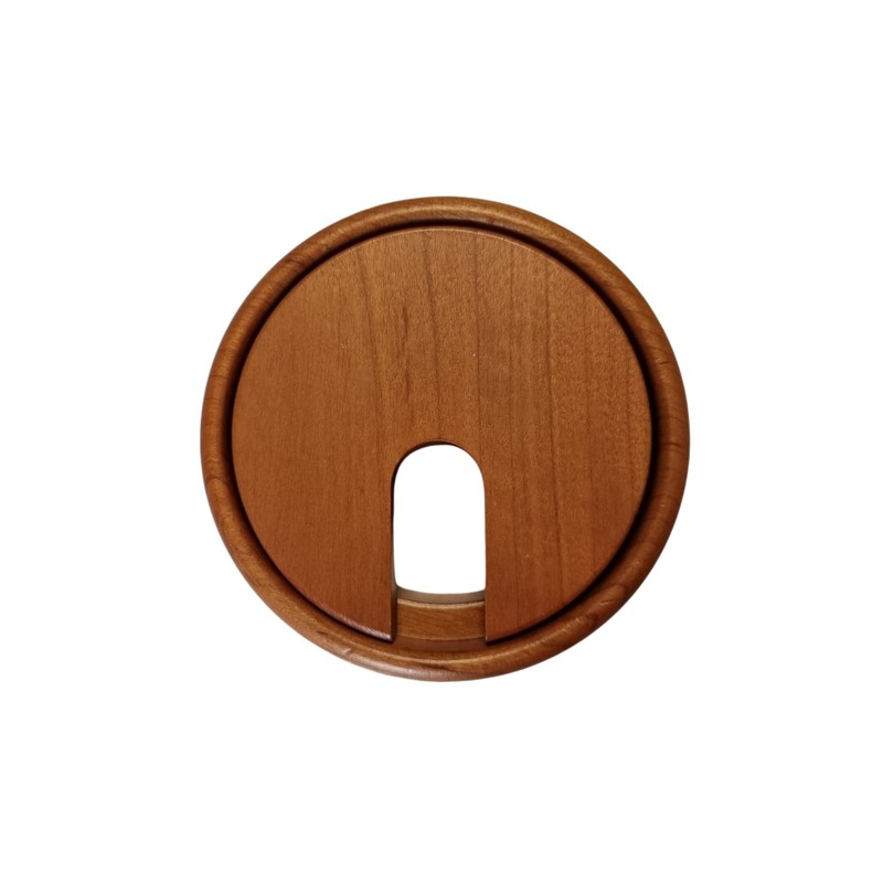 Gedotec Cable grommet, cherry wood, lacquered, plain, 2 pieces round