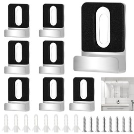 8pcs Metal Mirror Holder Kit, Heavy Duty Frameless Mirror Clips with Screws & Rubber Pads for Wall, Tile, and Billboard Mounting (Silver)