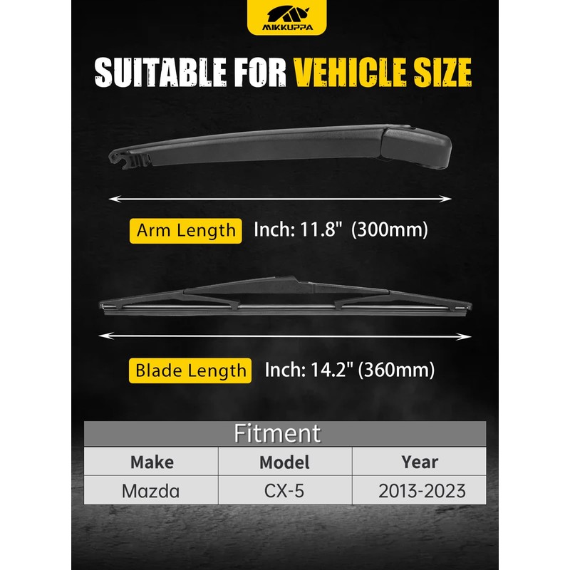 MIKKUPPA Rear Wiper Arm Blades, Replacement for 2013-2023 Mazda CX-5