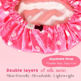 YANIBEST Kids Satin Bonnet Sleep Cap for Curly Hair - Double Layer Reversible Adjustable Silky Satin Cap for Infant Toddler Child Light Pink