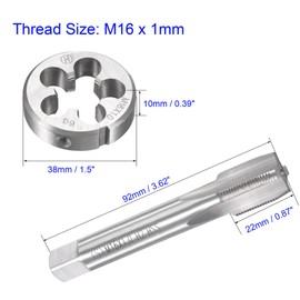 Unifizz M16 x 1mm Metric Tap and Die Set, Machine Thread Screw Tap with Round Threading Die, Tap & Die Kit for Nut Screw Bolt Thread Repair