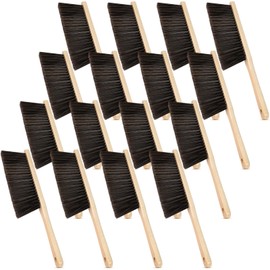 Tioncy 16 Pieces Wooden Dust Brush Bulk Hand Broom Bench Brushes with Long Wood Handle Soft Bristle Cleaning Brush Outdoor Furniture Brush for Cleaning Car Bed Sofa Fireplace Couch Clothes
