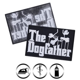 The Dogfather Sew-On Patch Men's Gift Dog Patch / Iron-On Patch with Embroidery - Dog Trainer Dog Dad Dog Owner Iron-On Patch for Jacket/Jeans/Accessories | 90 x 60 mm