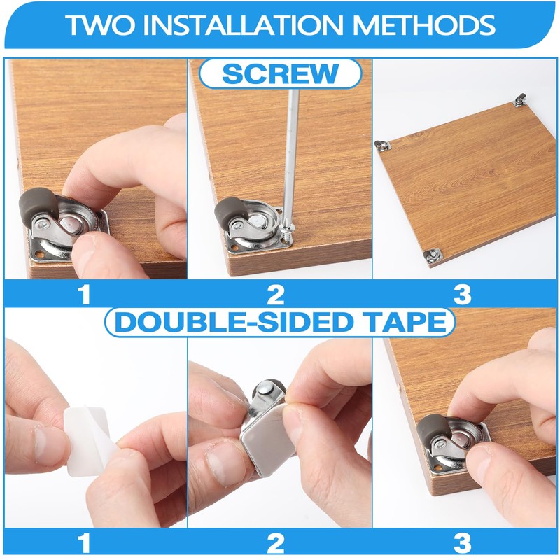 GNYOHUA 8Pcs Small Caster Wheels, 1/2inch Mini Swivel Caster Wheels,