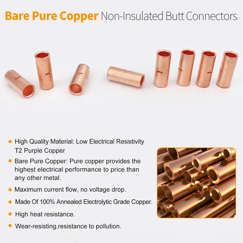 SVAAR 380 PCS 26-6 AWG Non-Insulated Butt Connectors kit Pure