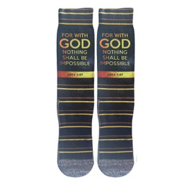 Men's Bible Socks - Christian Crew Socks for Men with Scripture | Moisture-Wicking | Father's Day Gift Idea (US, Numeric, 6, 13, Regular, Regular, Possible With God (Luke 1:37))