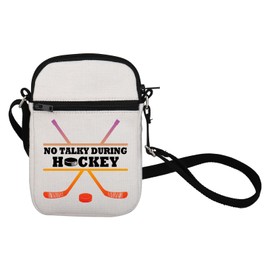 Hockey Crossbody Bag Hockey Gifts Hockey Team Gifts Ice Hockey Player Gifts No Talkie During Hockey Cell Phone Purse Handbag, White