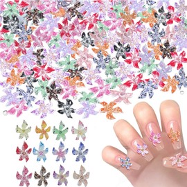 3D Flower Nail Art Charms – 60 Pieces Colorful Hibiscus Flowers Hawaiian Summer Nail Charms – Resin Floral Nail Gems for Manicure Design & DIY Craft