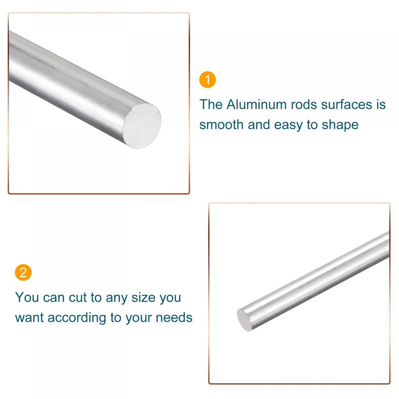 sourcing map Aluminum Solid Round Rod 5mm Diameter 300mm Length