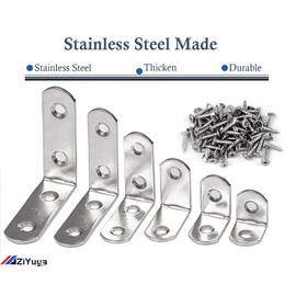 ZiYuya Corner Braces Metal L Bracket Heavy Duty Joint Right Angle Shelf Support Wall Bracket for Shelves Wood Furniture Cabinet (Silver, 20 Pack, 20mm x 20mm)