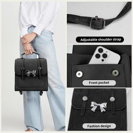 WisePoint Women's Backpack, PU Leather Fashion Backpacks Small Backpack Handbags, Girls Backpack with Removable Shoulder Strap for Travel, Work, Shopping, pink