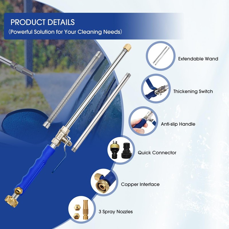 Yiliaw High Pressure Power Washer Wand With 3 Sprayer Nozzle,