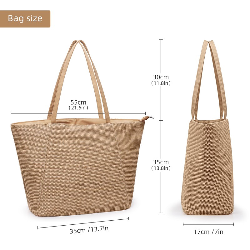 KALIDI Straw Beach Bag for Women Straw Tote Bag with