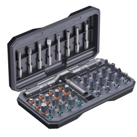 AMIR 42 in 1 Ratchet Screwdriver Kit with 40 PCS Magnetic Bits, Repair Screwdriver Set with Rotatable Ratchet Handle, Versatile Handle Screw Driver Set with Carry Case(Gray)