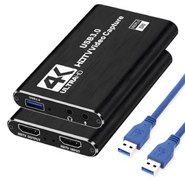 4K Capture Card Game Capture Card 1080P 60FPS for Streaming Capturadora De Video para for Game Recording Live Streaming Broadcasting Supports Microphone Input and 3.5MM Headphone Output