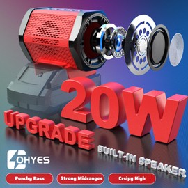 ohyes Bluetooth Speaker Fit for Milwaukee 18V Battery Packs for Jobsite, Camping & Workshop(Battery not Included)