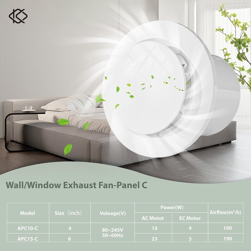 KCVENTSAIR 6 Inch Bathroom Ventilation Fan Circle with Reversible Airflow