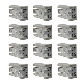 FSTURIOS 12PCS Mini Slotted Automotive MCASE Shaped Cartridge Fuse Kit, 15A 32V Micro Cartridge Fuse Assortment, MCASE Type Low-Profile Slotted Fuse Replacement for Car Truck SUV