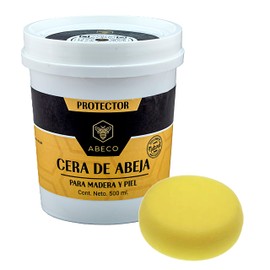 CERA DE ABEJA PREMIUM (500 ml) + 2 ESPONJAS DE REGALO - BEESWAX - CERA PARA MADERA Y PIEL, CERA PARA ZAPATOS, CHAMARRAS, MUEBLES, TABLAS DE PICAR - CERA GRADO ALIMENTICIO
