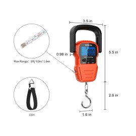 HEETA Fish Scale with Backlit LCD Display, Up to 110lb/50kg Digital Portable ...
