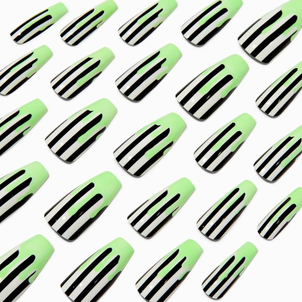 Claire’s Glow in the Dark Drip Black & White Stripe