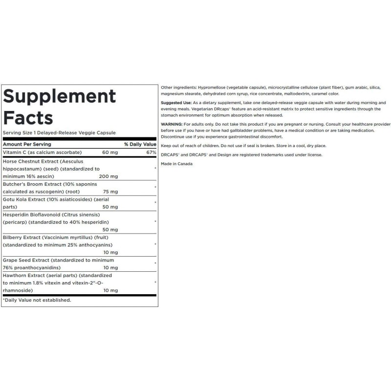 Swanson Leg Vein Essentials - Delayed Release 60 Veggie DrCapsules