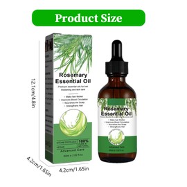 YANINEE 60ML Rosemary Essential Oil for Hair Growth, Rosmarin Haaröl, Rosmarinöl Haare für Augenbrauen und Wimpern, nährt die Kopfhaut