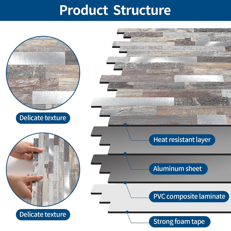 Yipscazo 2026 New Upgrade Peel and Stick Wood Metal Tile