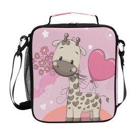 MNSRUU Lunch Bags for Boys Girls, Cute Animal Cartoon Giraffe Reusable Insulated Lunch Box Thermal Meal Tote Kit, Lunch Cooler Bag Organizer with Adjustable Shoulder Strap