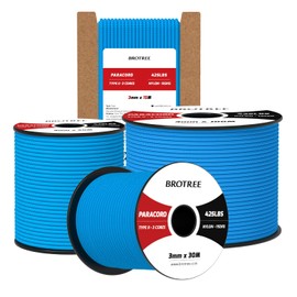 Brotree 3mm Paracord 425 100% Nylon 30M Rope 3 Strands Type II Parachute Cord for Outdoor, Craft, DIY - 192kg Breaking Load (Blue)