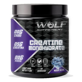 Creatina Monohidratada 500g Wolf En Polvo Varios Sabores Mora Azul