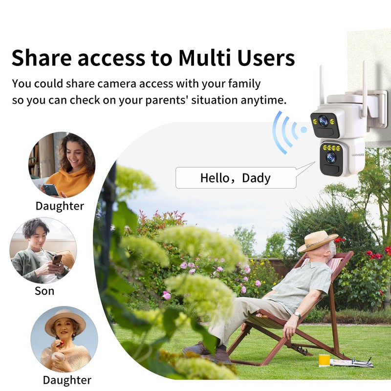 Luovisee Solar Security Cameras Outdoor Wireless,2.4G/5G WiFi Cameras for Home