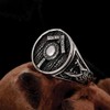 TURTLEDOVE Viking Shield Rune Ring - Stainless Steel Tiwaz Wolf
