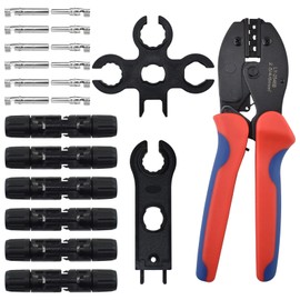 SHRJ Solar Panel Cable Crimping Connectors Tool Kit, Including Solar Crimper, Pairs Solar connectors, Spanner Wrench, Solar Wire Crimping Tool for PV Panel Cable Assembly and Installation