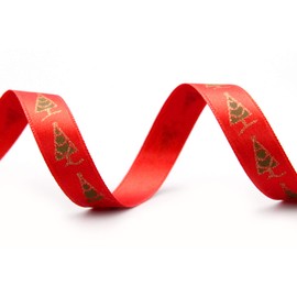 finemark 20 m x 15 mm WEIHNACHTSBAND Weihnachtsbaum ROT GRÜN Gold Dekoband Satin Satinband Geschenkband Weihnachten Schleifenband Geschenkvepackung Christmas Winter Deko