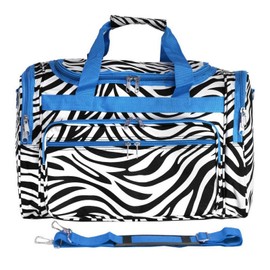 World Traveler Animal Prints 19-inch Duffel Bag, Blue Trim Zebra, One Size