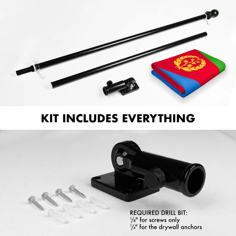 UD_Flag Pole 6FT Black Tangle Free & Eritrea Eritrean Flag