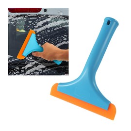 KVAEY Small Silicone Window Squeegee, 5.9 Inch Car Windshield Water Blade Squeegee with Non-Slip Handle, All-Purpose Cleaning Squeegee for Car Windshield, Window, Mirror (Blue)