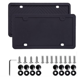CYNBHH Marco de Matrícula de Silicona, 2PCS Porta Placas para Auto, Antióxido, Antivibración, Resistente a la Intemperie, con Accesorios de Montaje，Marco Universal Soportes de MatríCula