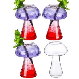 SuproBarware - Juego de 4 vasos de hongos, copas de vino transparentes con forma de hongo, 8 onzas/250 ml, vasos de vino para fiestas, novedad para beber para KTV Bar Club (transparente)