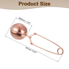 sourcing map 1 Pcs Snap Tea Ball Infuser with Handle, Loose Tea Steeper, Stainless Steel Tea Strainer for Brew Loose Leaf Tea, Rose Gold