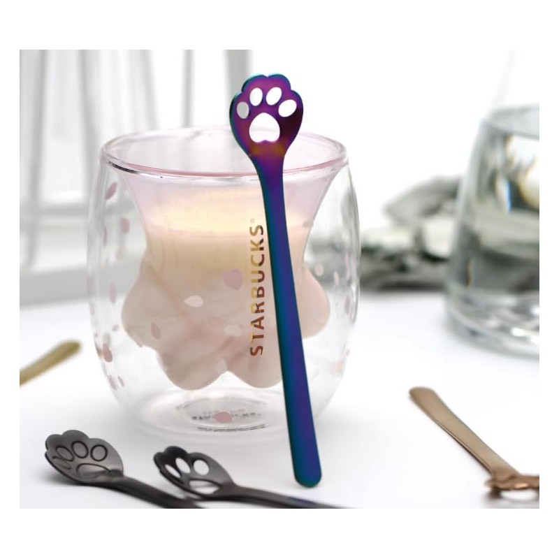 ZASA LIFE Cat Spoon, Hole, Black, Set of 4